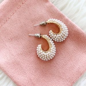 New! Vintage Style Pearl/Gold Hoop Earrings!